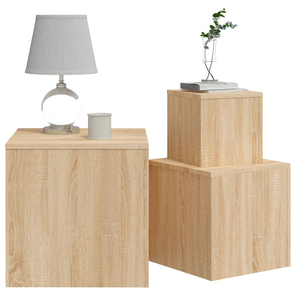 Side Tables 3 pcs Sonoma Oak Engineered Wood