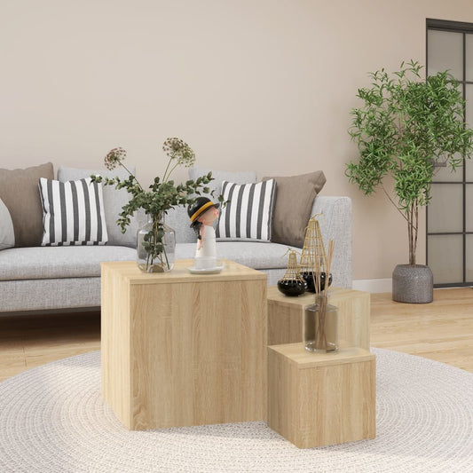 Side Tables 3 pcs Sonoma Oak Engineered Wood