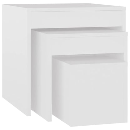 Nesting Tables 3 pcs White Engineered Wood