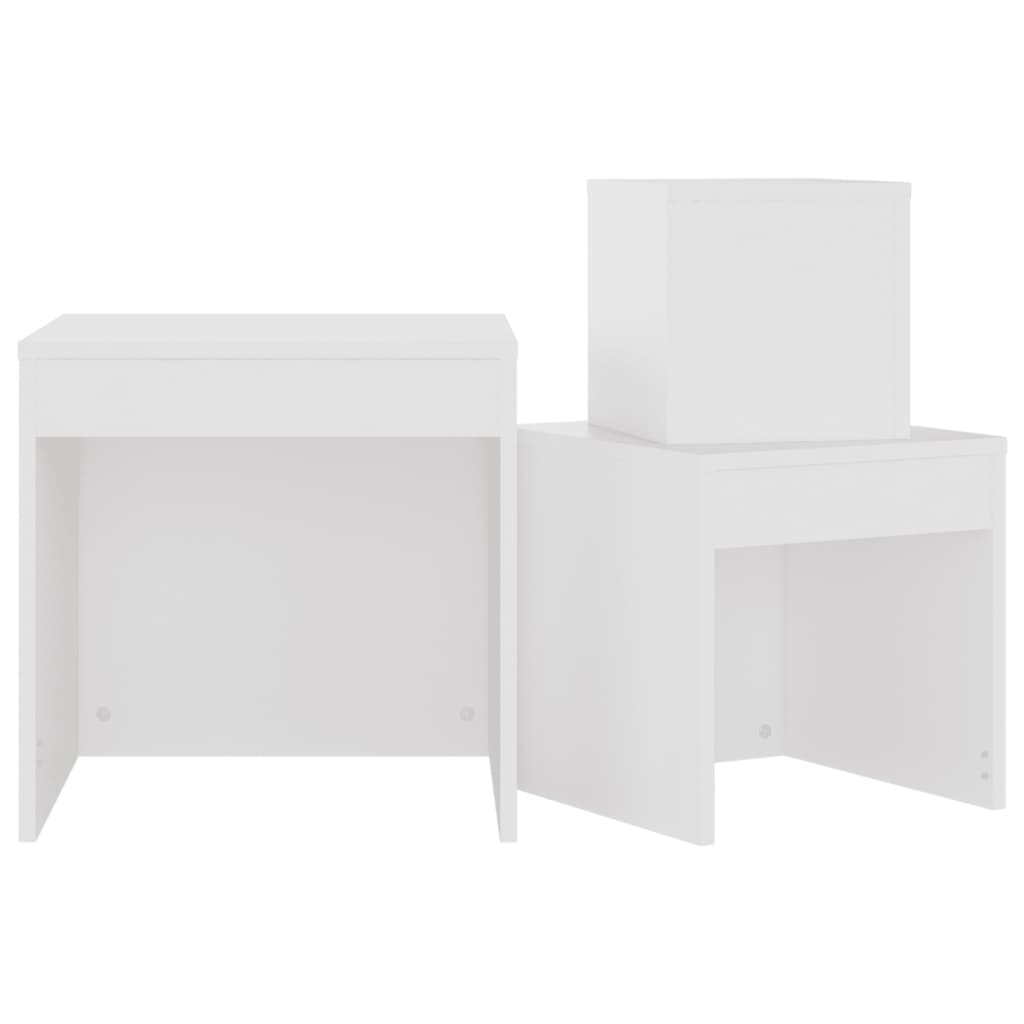 Nesting Tables 3 pcs White Engineered Wood