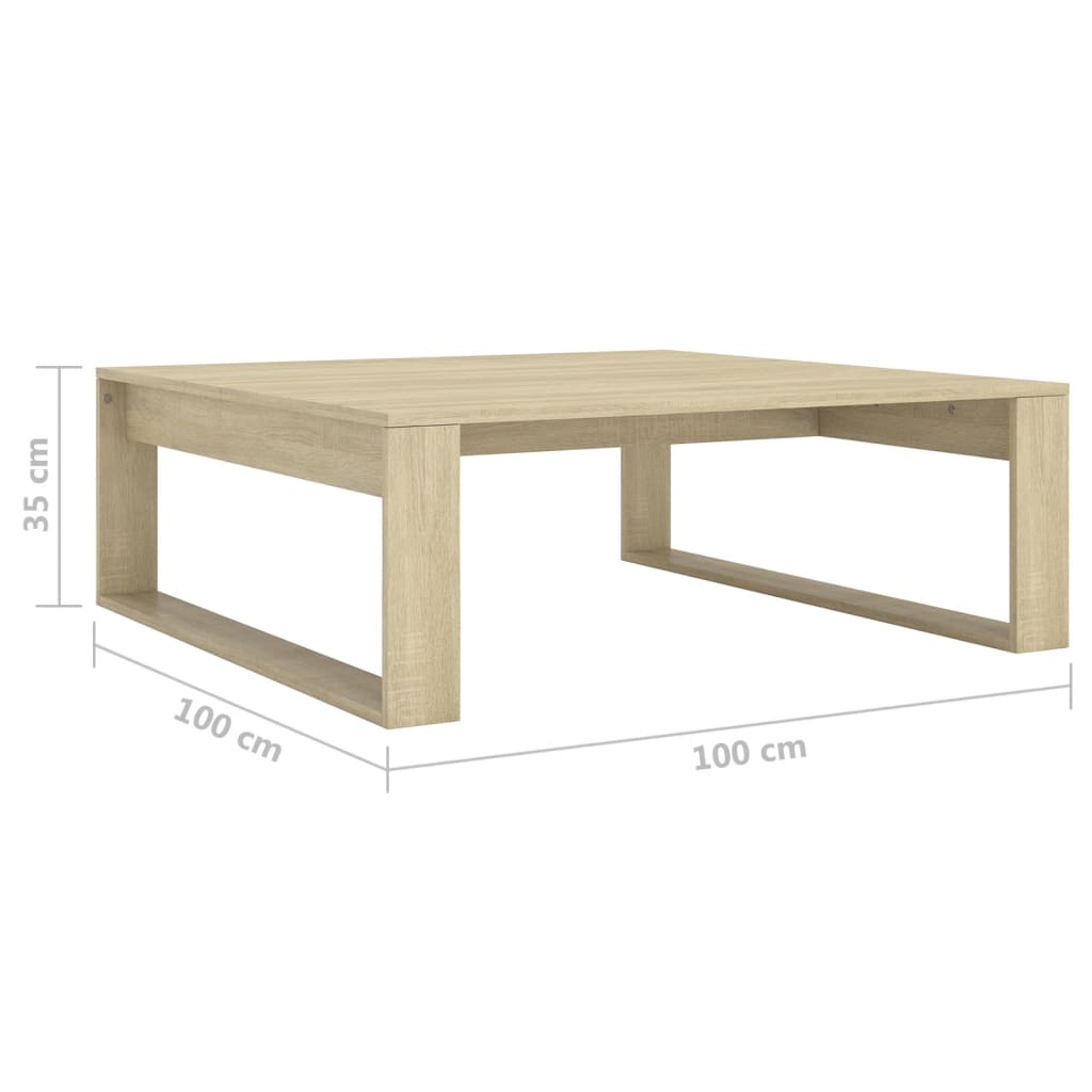 Coffee Table Sonoma Oak 100x100x35 cm Engineered Wood