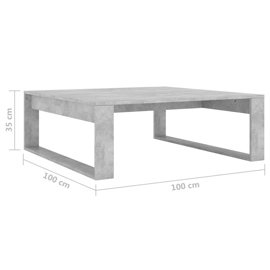 Coffee Table Concrete Grey 100x100x35 cm Engineered Wood