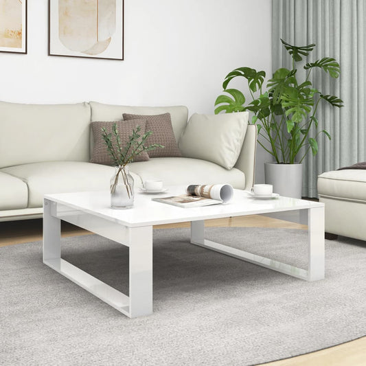 Coffee Table High Gloss White 100x100x35 cm Engineered Wood