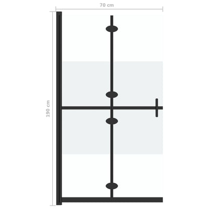 Foldable Walk-in Shower Wall Half Frosted ESG Glass 70x190 cm