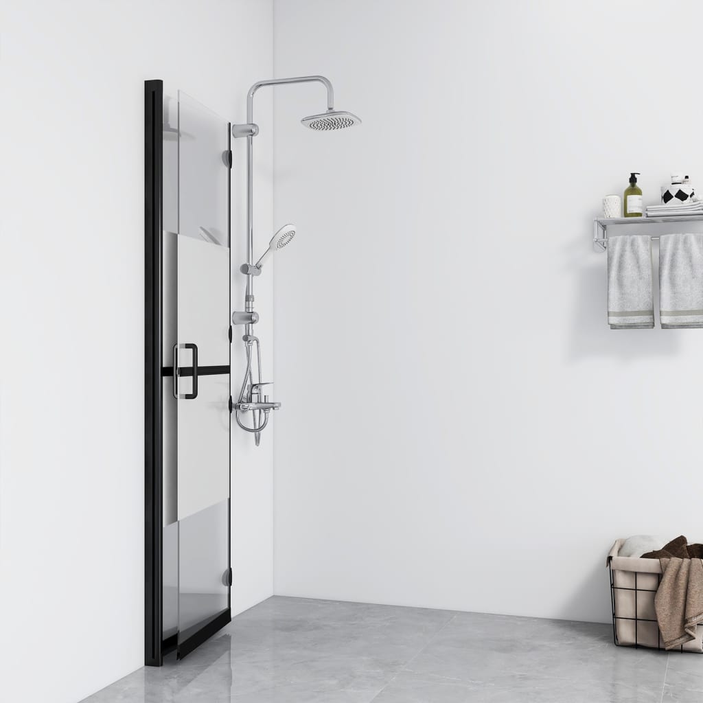 Foldable Walk-in Shower Wall Half Frosted ESG Glass 80x190 cm