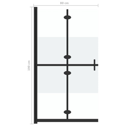 Foldable Walk-in Shower Wall Half Frosted ESG Glass 80x190 cm