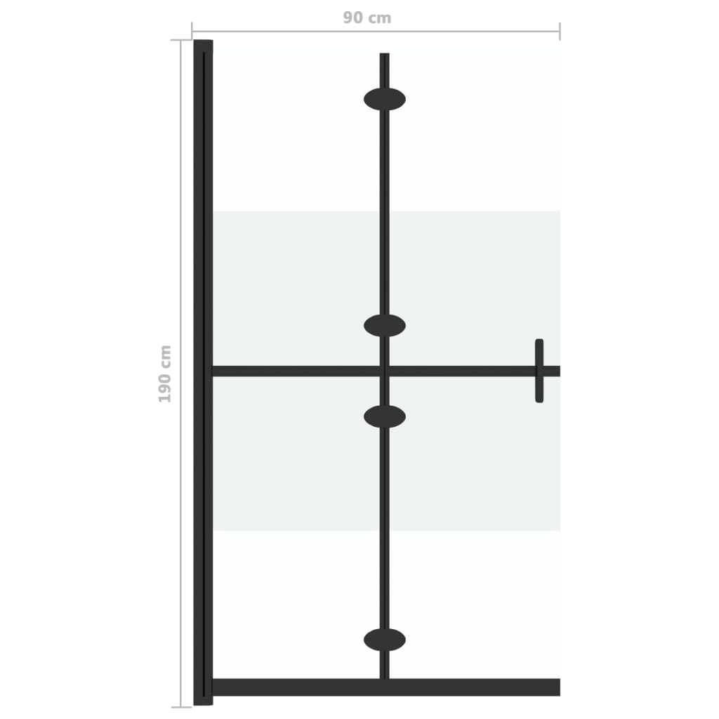 Foldable Walk-in Shower Wall Half Frosted ESG Glass 90x190 cm