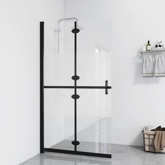 Foldable Walk-in Shower Wall Half Frosted ESG Glass 90x190 cm