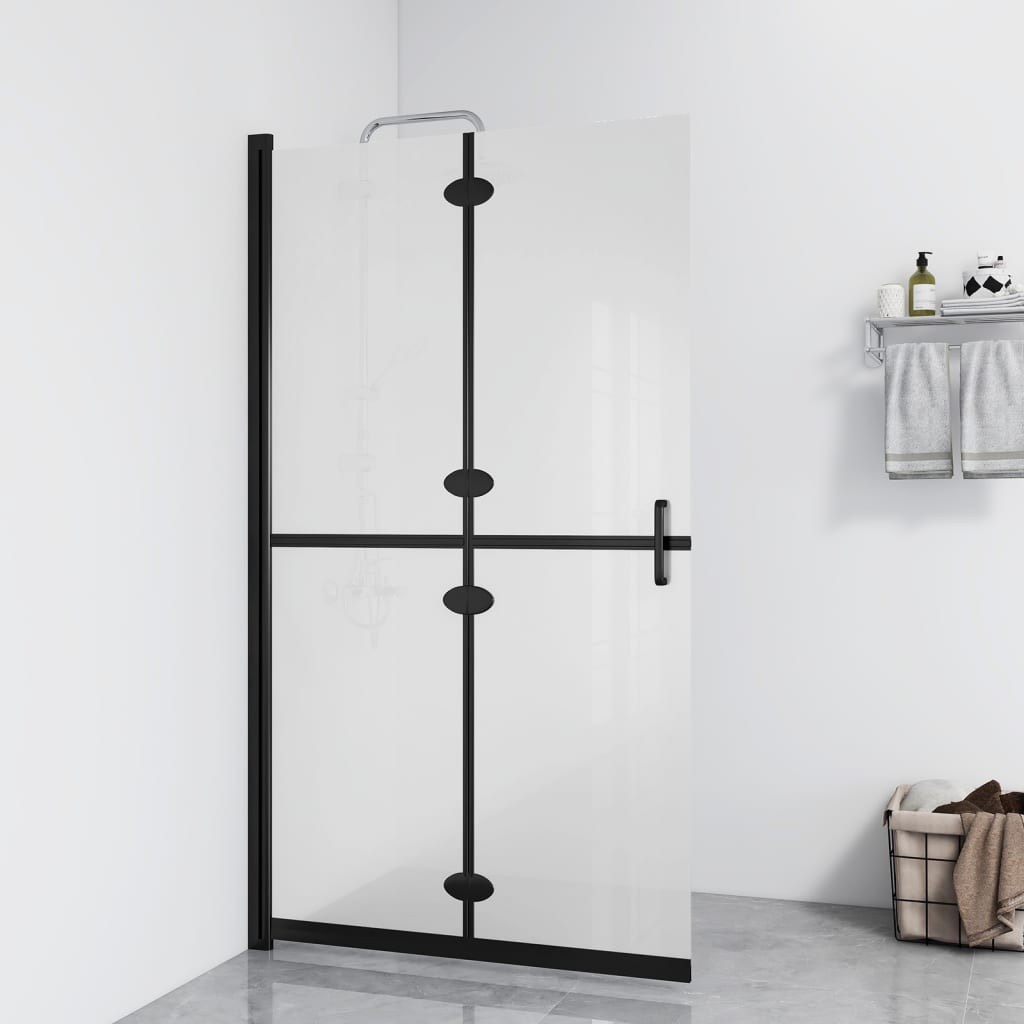 Foldable Walk-in Shower Wall Frosted ESG Glass 100x190 cm