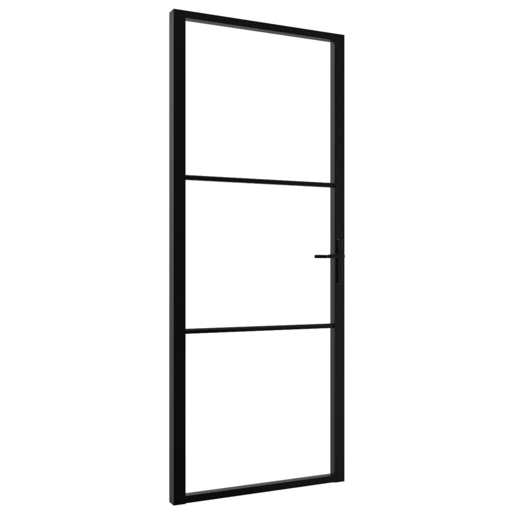 Interior Door ESG Glass and Aluminium 83x201.5 cm Black