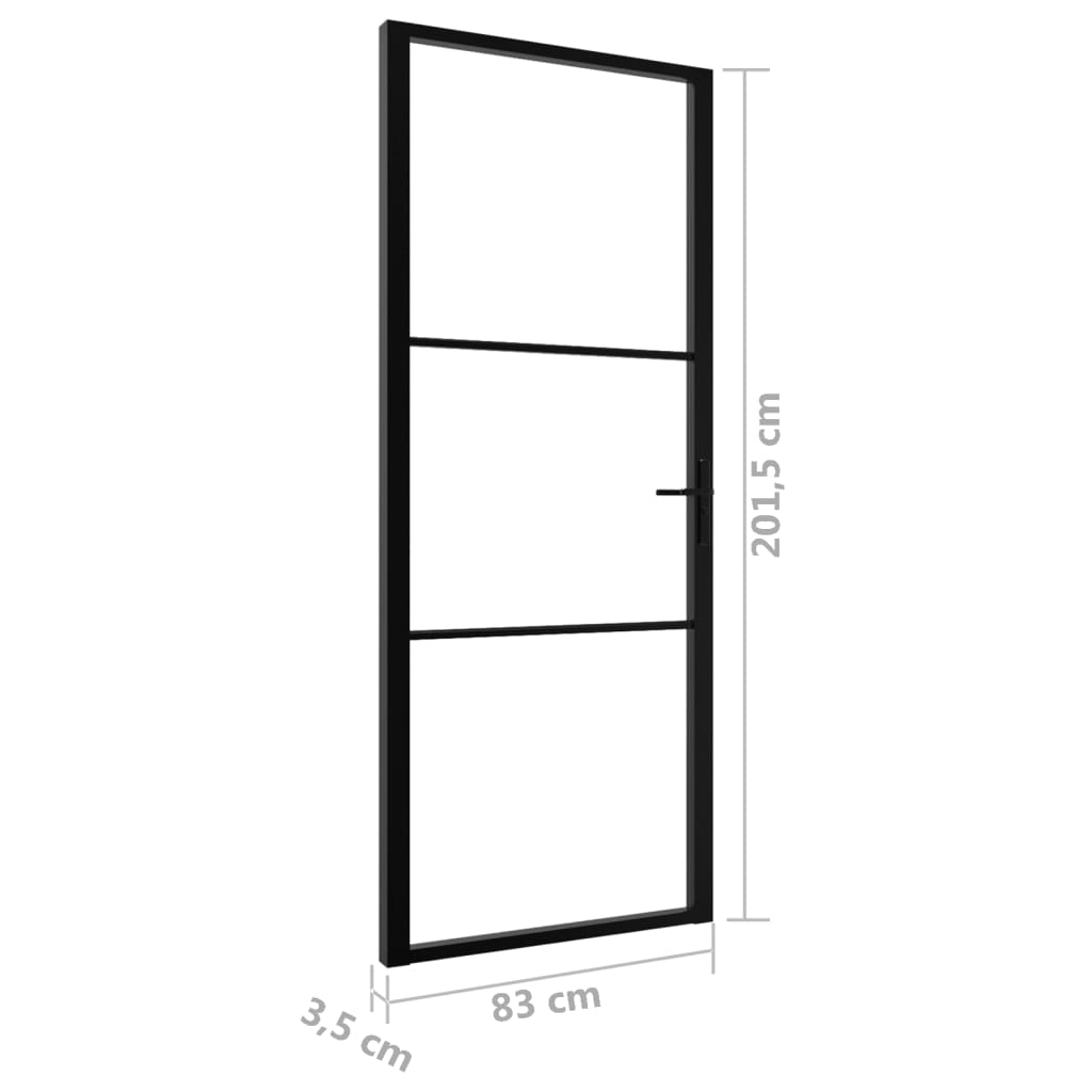 Interior Door ESG Glass and Aluminium 83x201.5 cm Black