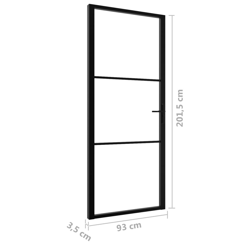 Interior Door ESG Glass and Aluminium 93x201.5 cm Black