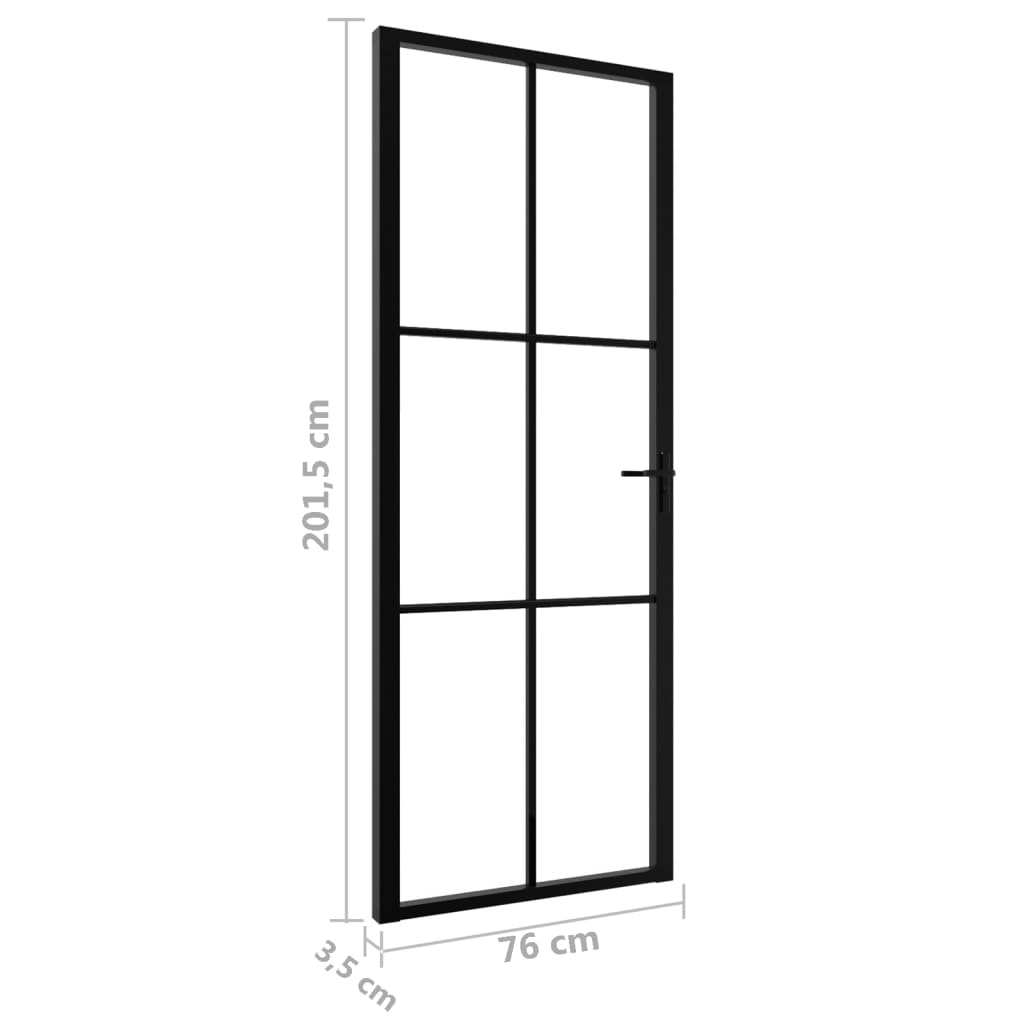 Interior Door ESG Glass and Aluminium 76x201.5 cm Black