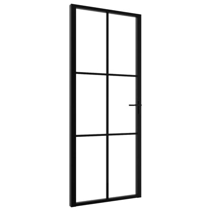 Interior Door ESG Glass and Aluminium 83x201.5 cm Black