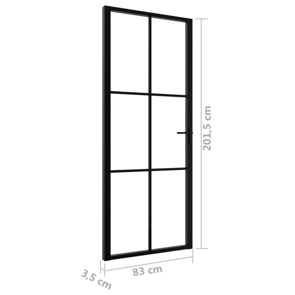 Interior Door ESG Glass and Aluminium 83x201.5 cm Black