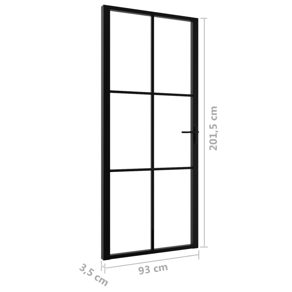 Interior Door ESG Glass and Aluminium 93x201.5 cm Black