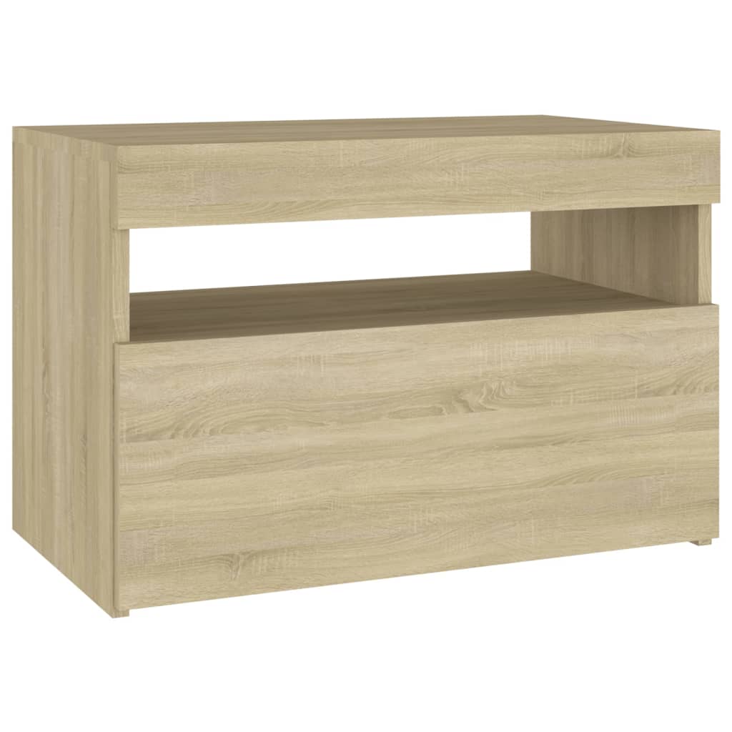 Bedside Cabinet & LED Lights Sonoma Oak 60x35x40 cm Engineered Wood