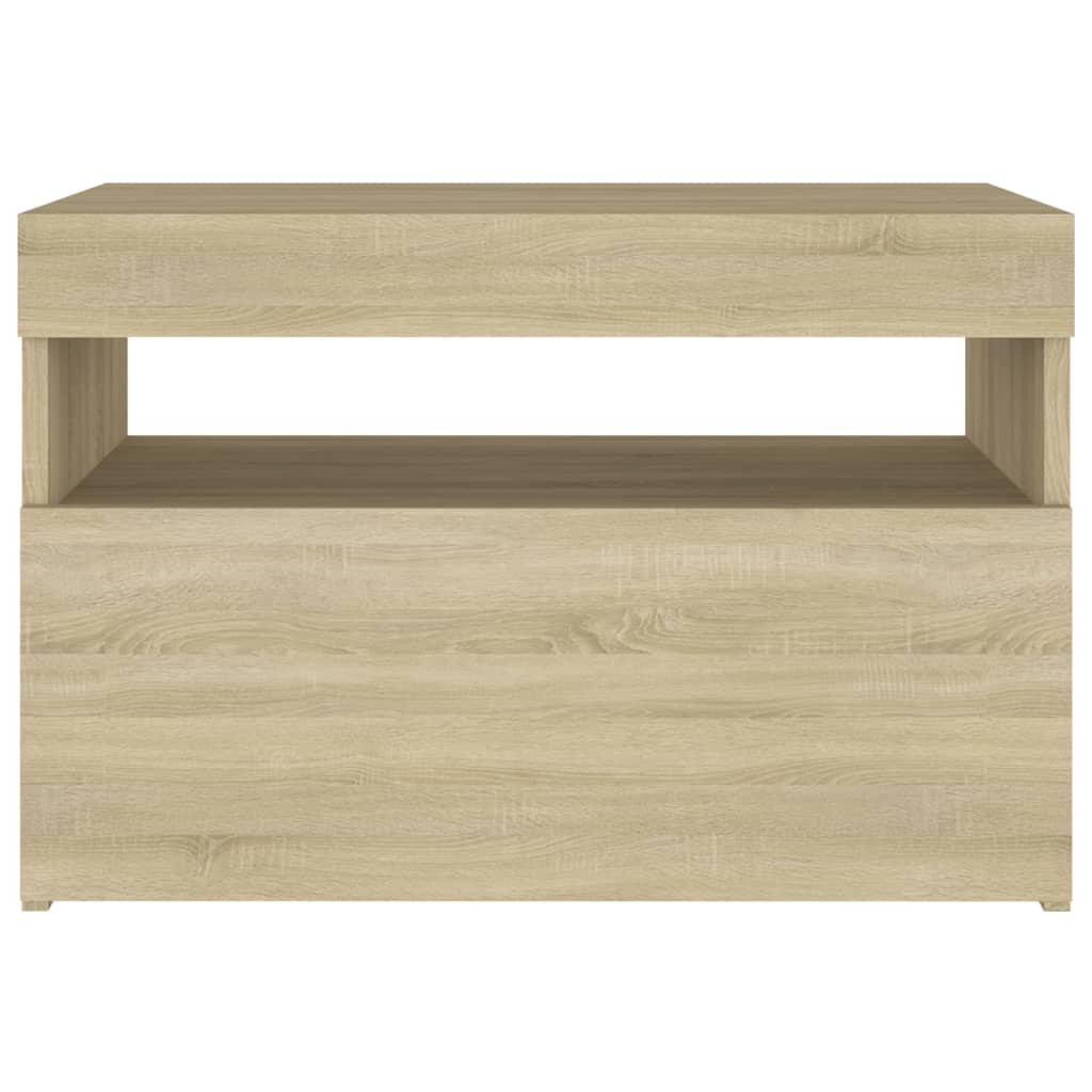 Bedside Cabinet & LED Lights Sonoma Oak 60x35x40 cm Engineered Wood