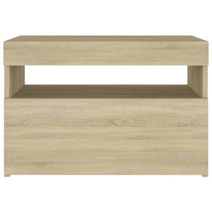 Bedside Cabinet & LED Lights Sonoma Oak 60x35x40 cm Engineered Wood