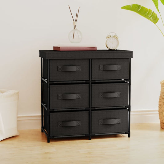 Storage Cabinet with 6 Drawers 55x29x55 cm Black Steel