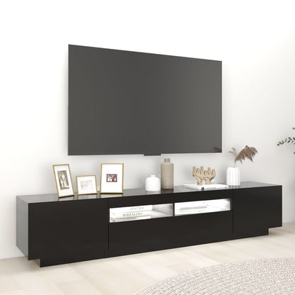 TV Cabinet with LED Lights Black 200x35x40 cm