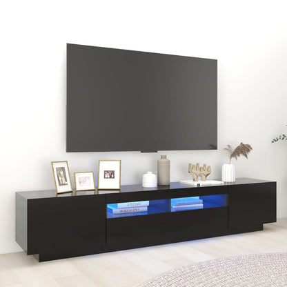 TV Cabinet with LED Lights Black 200x35x40 cm