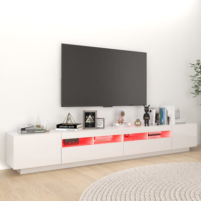 TV Cabinet with LED Lights High Gloss White 260x35x40 cm