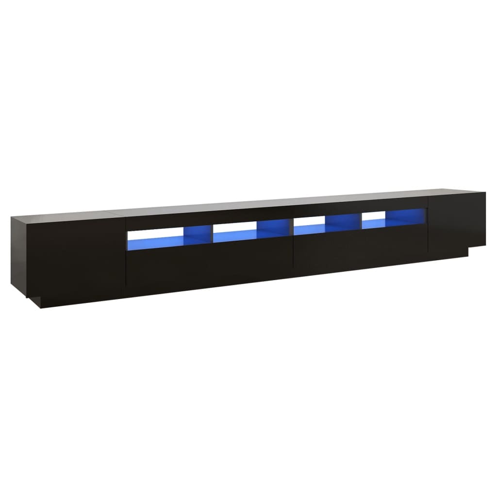 TV Cabinet with LED Lights Black 300x35x40 cm