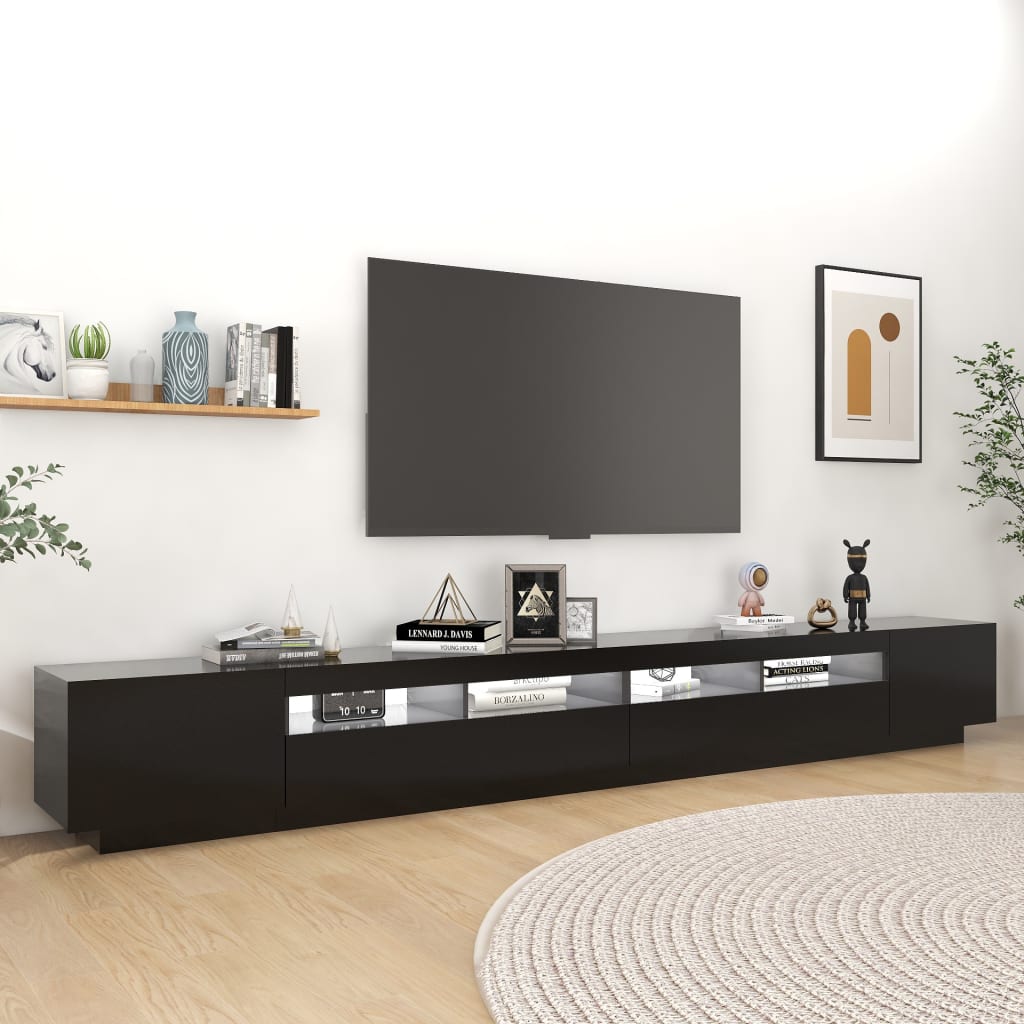 TV Cabinet with LED Lights Black 300x35x40 cm