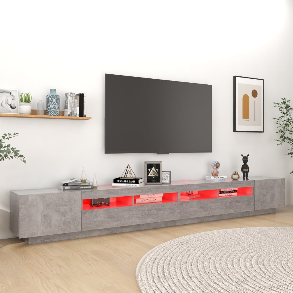 TV Cabinet with LED Lights Concrete Grey 300x35x40 cm