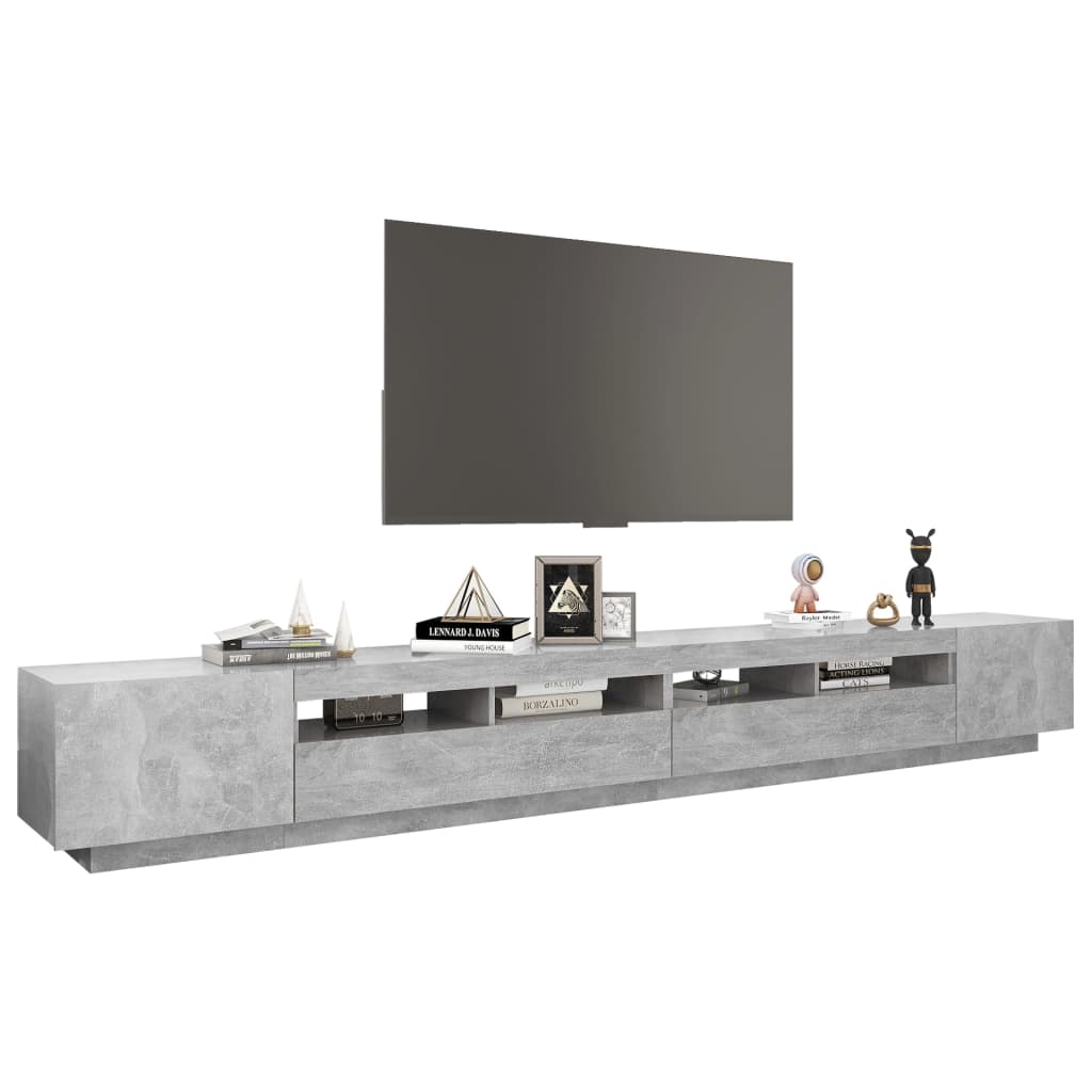 TV Cabinet with LED Lights Concrete Grey 300x35x40 cm