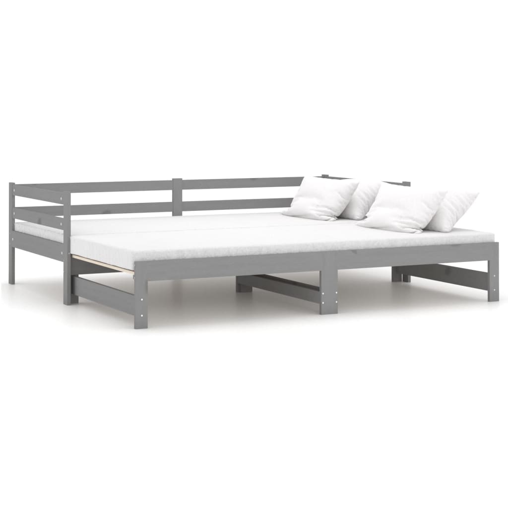 Pull-out Day Bed Grey Solid Pinewood 2 x