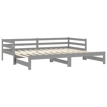 Pull-out Day Bed Grey Solid Pinewood 2 x