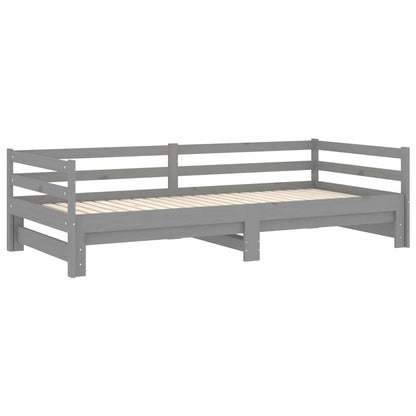 Pull-out Day Bed Grey Solid Pinewood 2 x