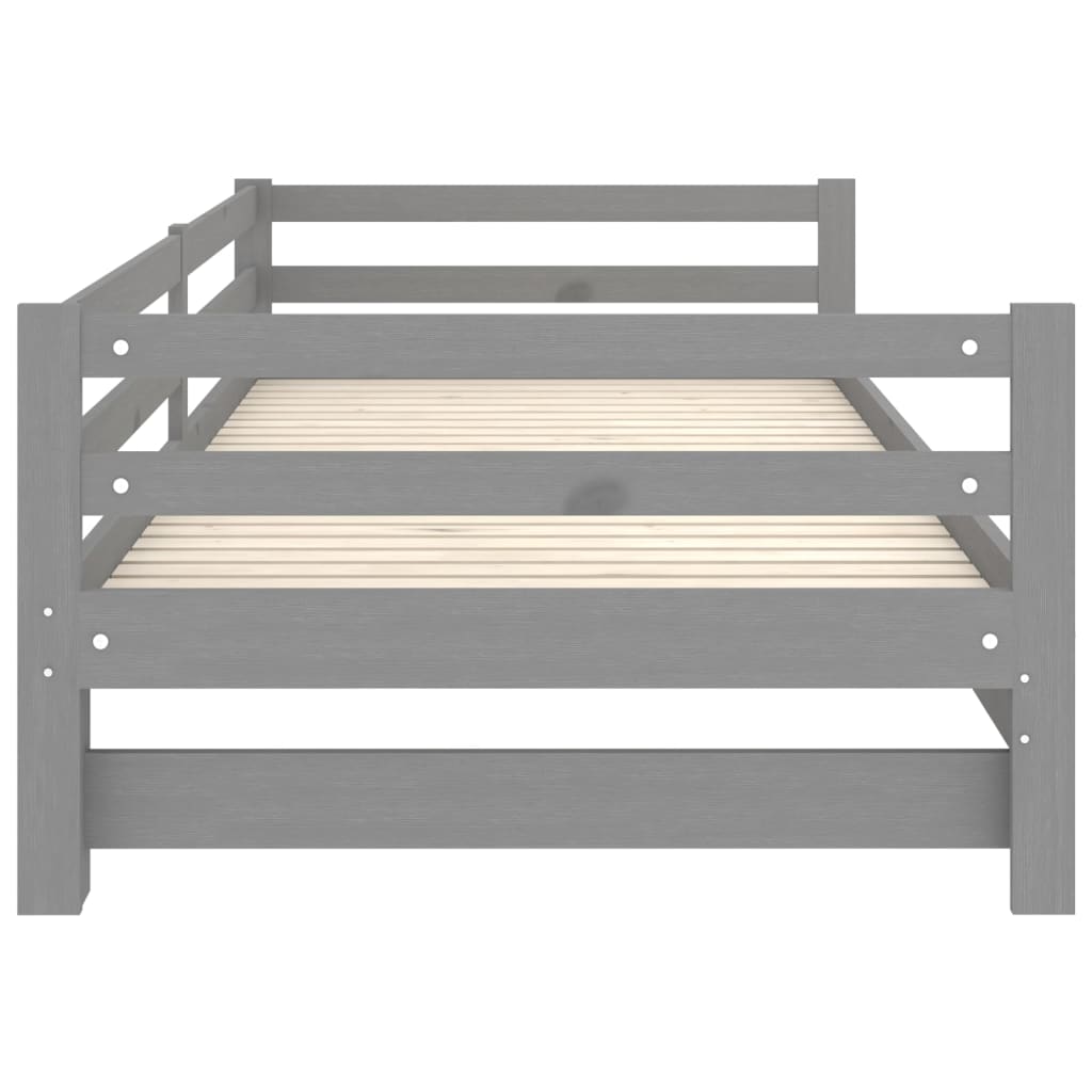 Pull-out Day Bed Grey Solid Pinewood 2 x