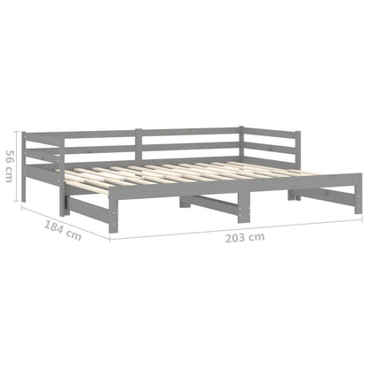 Pull-out Day Bed Grey Solid Pinewood 2 x