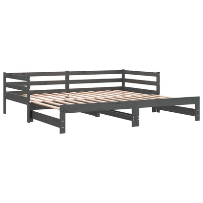 Pull-out Day Bed Grey Solid Pinewood 2 x