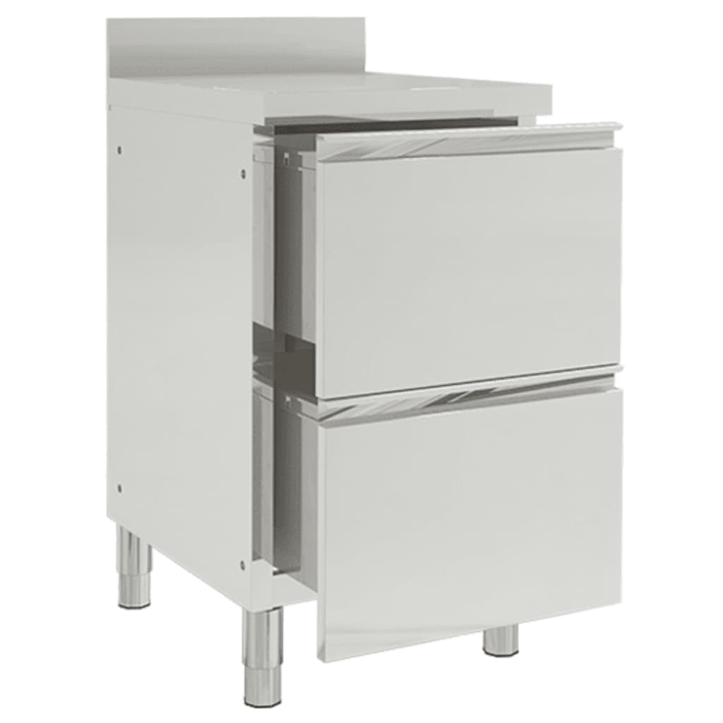 Commercial Kitchen Cabinets with 2 Drawers 2 pcs Stainless Steel