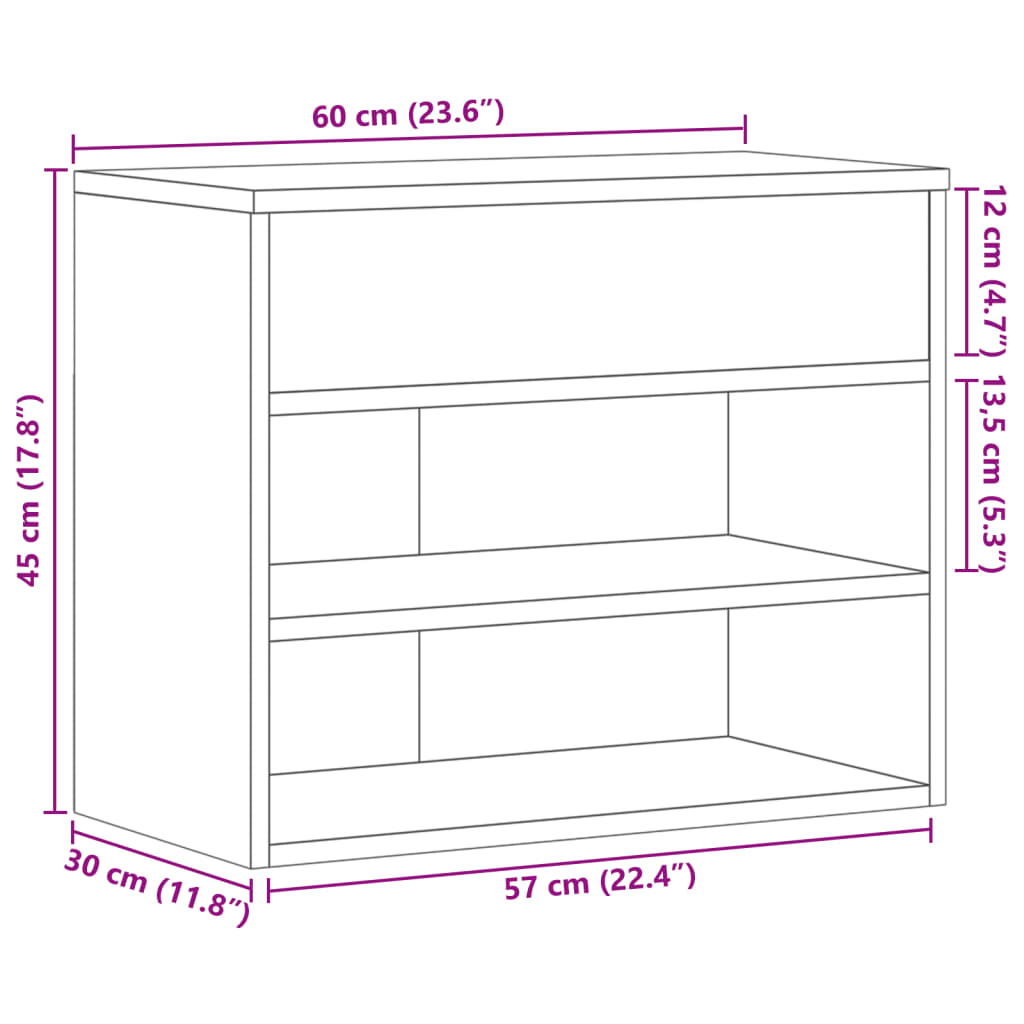 Shoe Bench Black 60x30x45 cm Engineered Wood