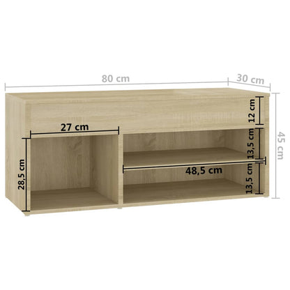 Shoe Bench Sonoma Oak 80x30x45 cm Engineered Wood