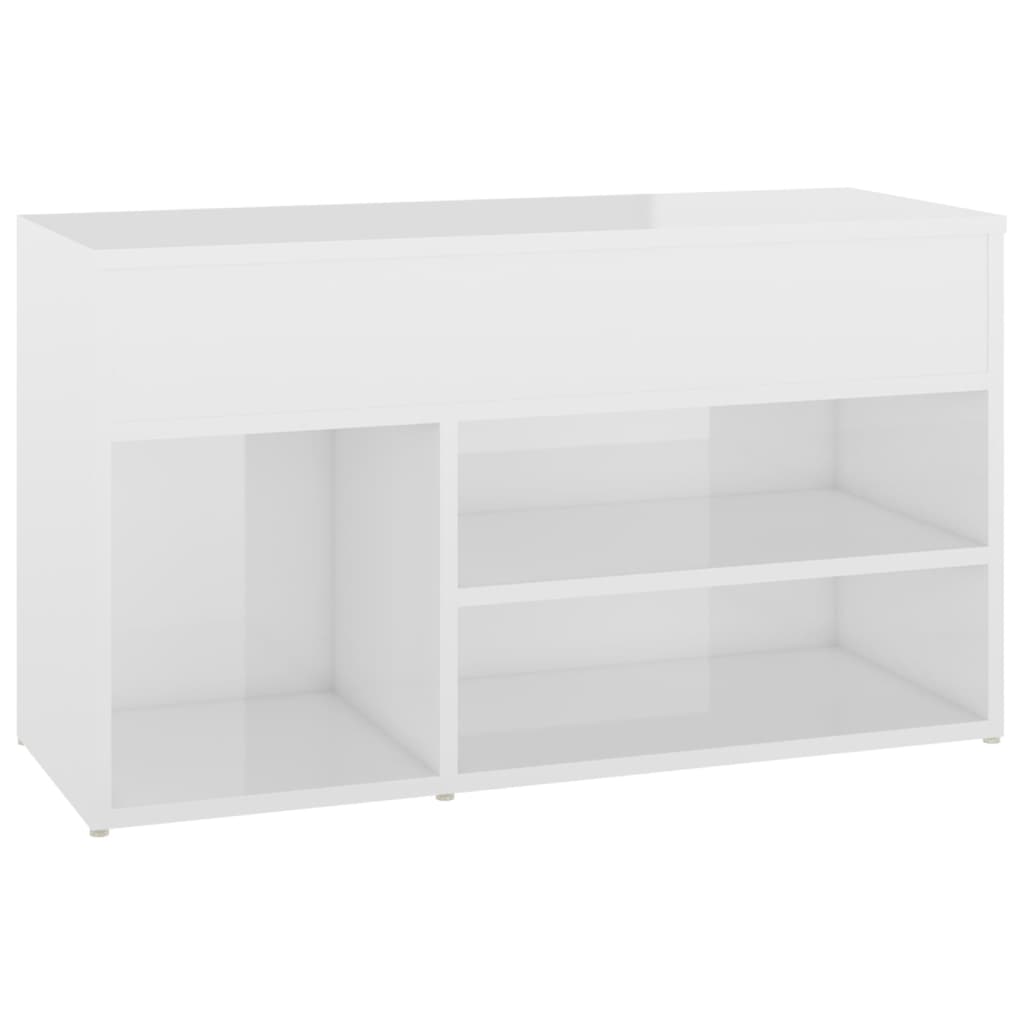 Shoe Bench High Gloss White 80x30x45 cm Engineered Wood