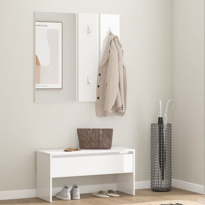 Hallway Furniture Set High Gloss White Engineered Wood