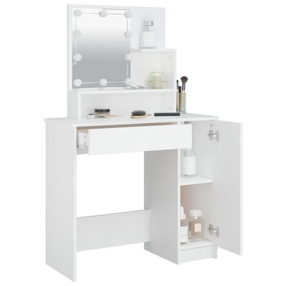 Dressing Table with LED White 86.5x35x136 cm