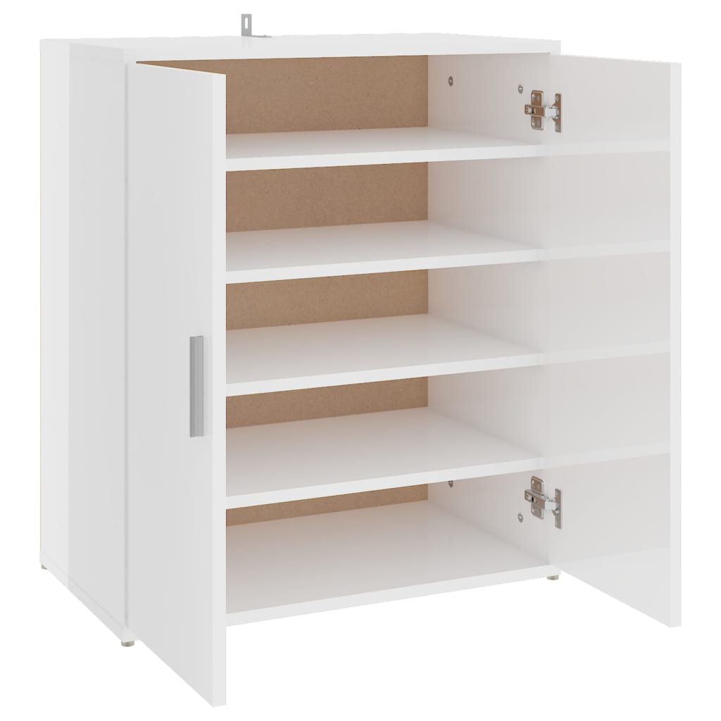 Shoe Cabinet High Gloss White 60x35x70 cm Engineered Wood