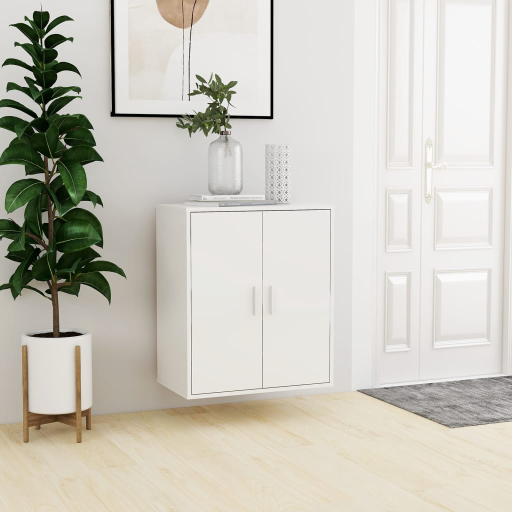 Shoe Cabinet High Gloss White 60x35x70 cm Engineered Wood