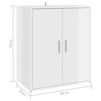 Shoe Cabinet High Gloss White 60x35x70 cm Engineered Wood