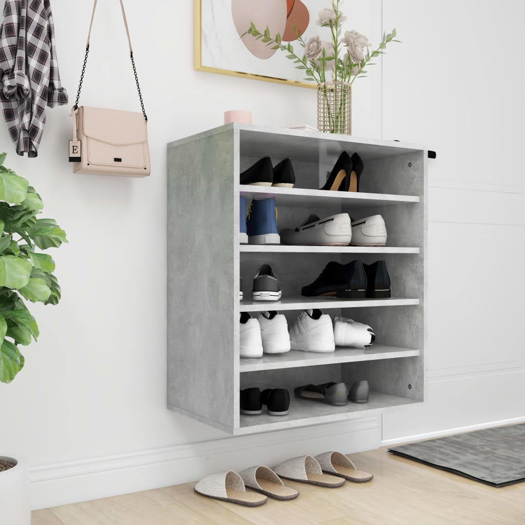 Shoe Cabinet Concrete Grey 60x35x70 cm Engineered Wood