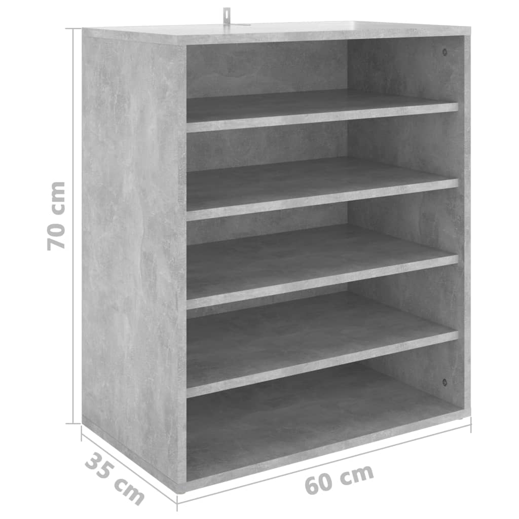 Shoe Cabinet Concrete Grey 60x35x70 cm Engineered Wood