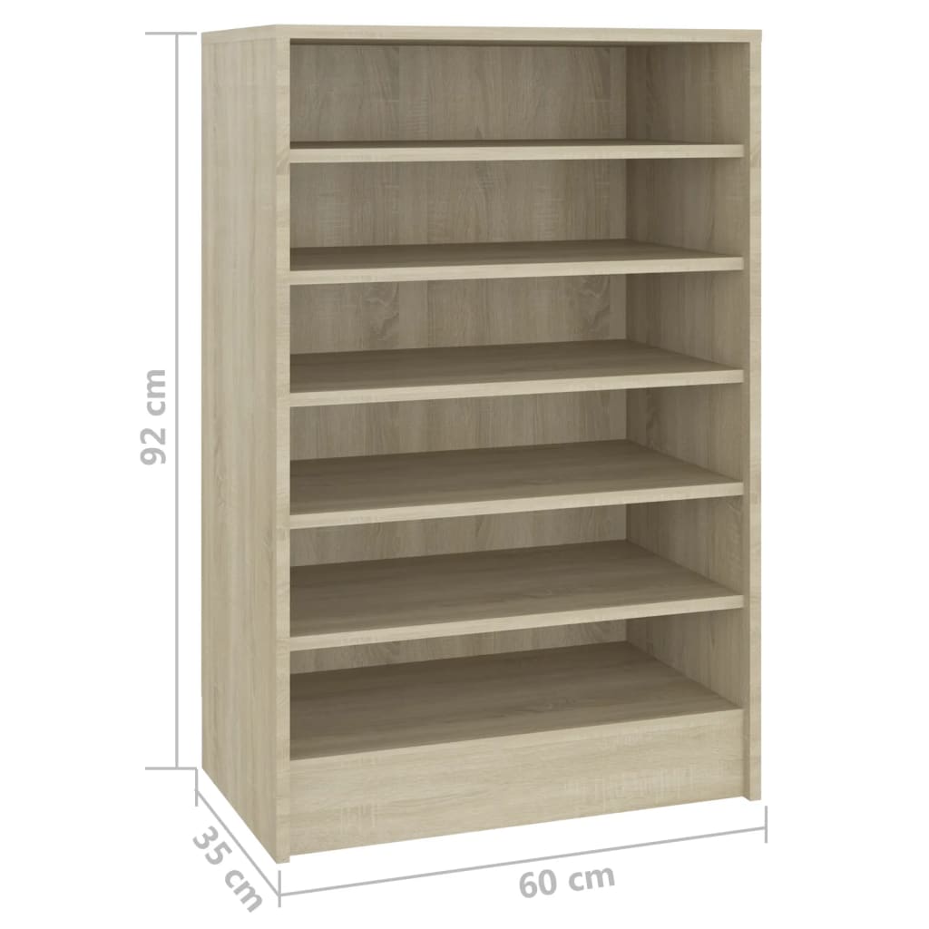 Shoe Cabinet Sonoma Oak 60x35x92 cm Engineered Wood