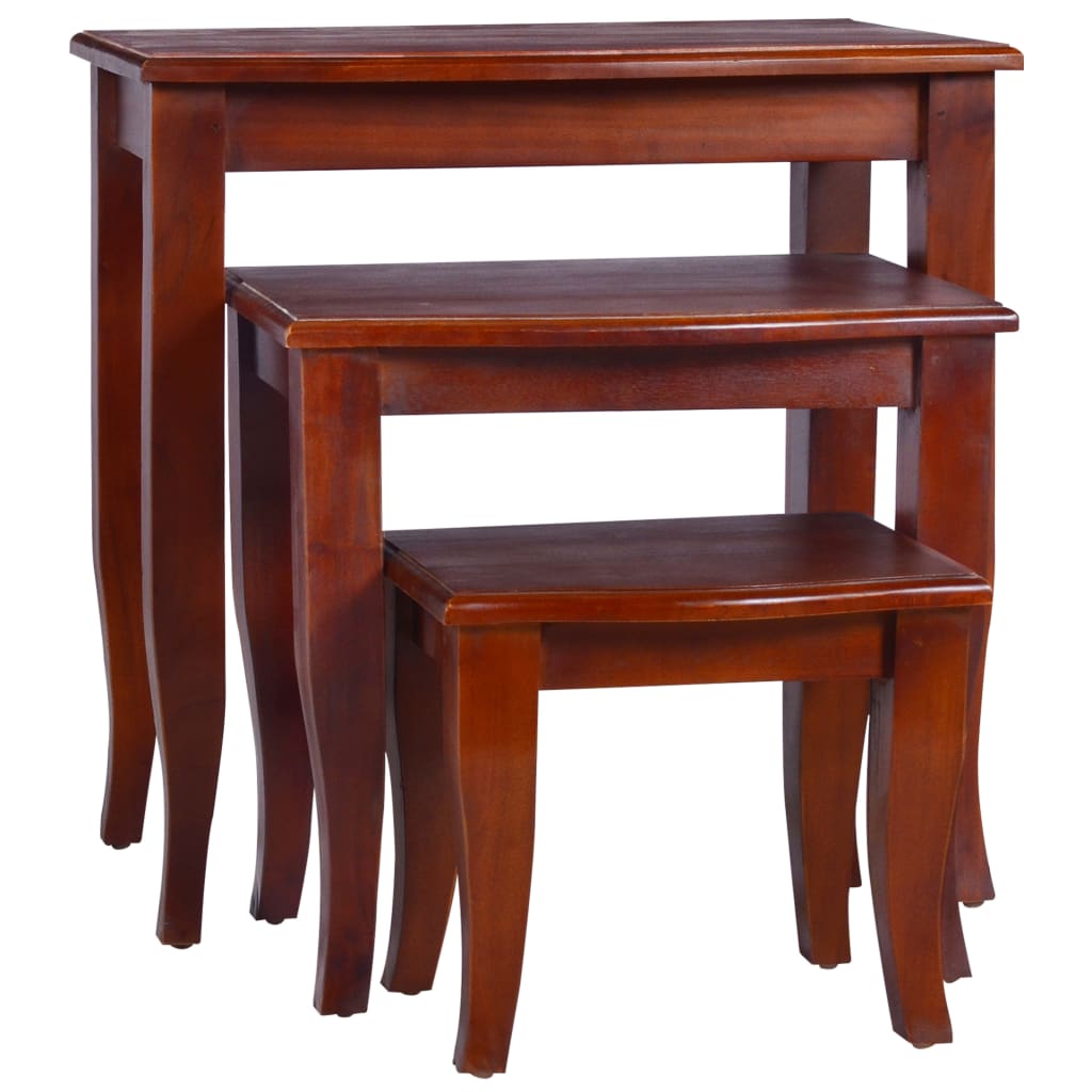 Nesting Side Tables 3 pcs Classical Brown Solid Wood Mahogany